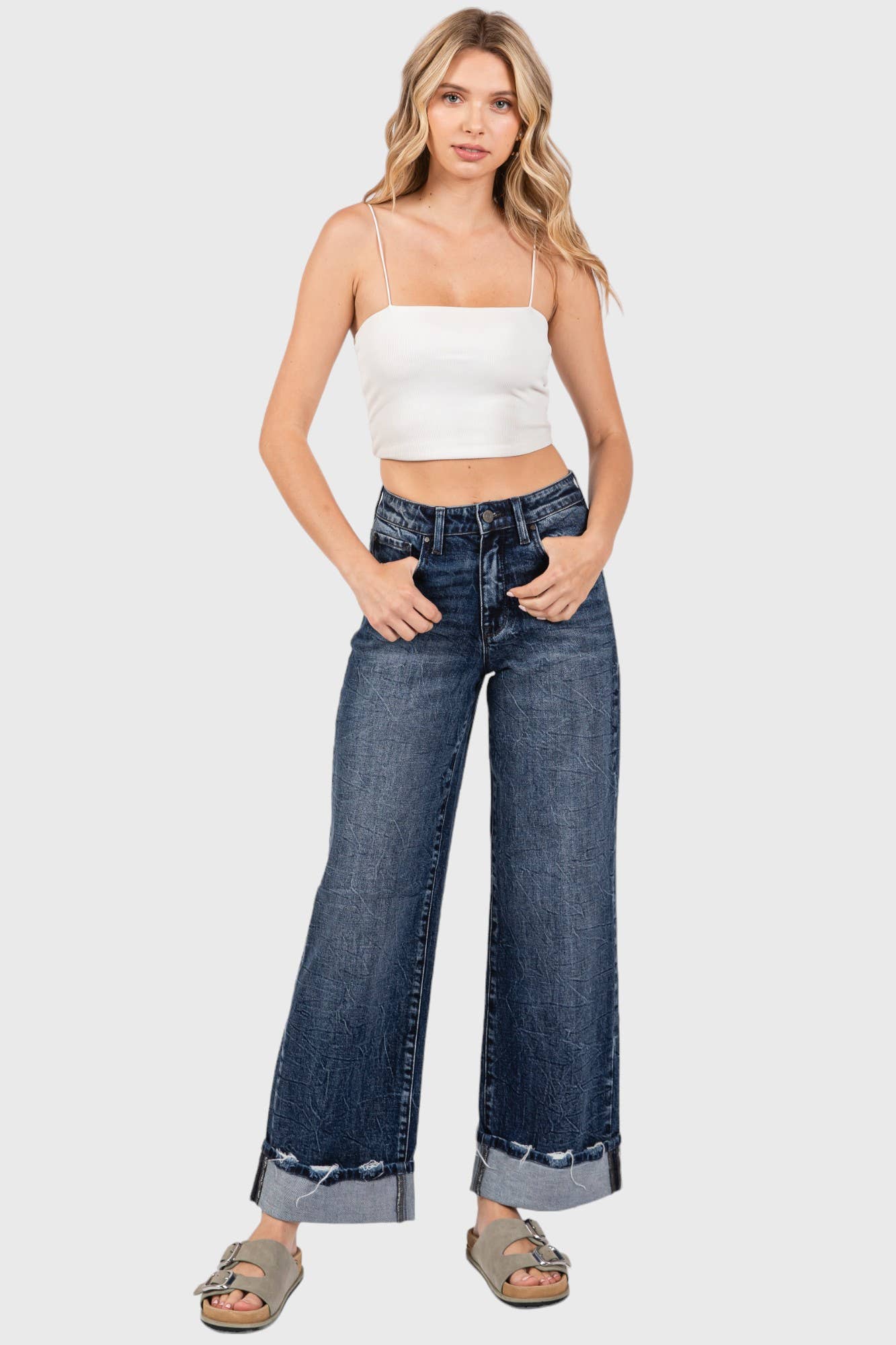 P1233W-DM [PRE-PACK] HIGH RISE COMFORT STRETCH WIDE LEG W/ CUFFED HEM