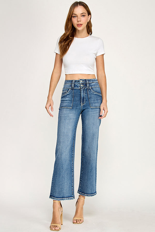 P7119W-MD PRE-PACK] HIGH RISE PATCH POCKET SLIM WIDE LEG