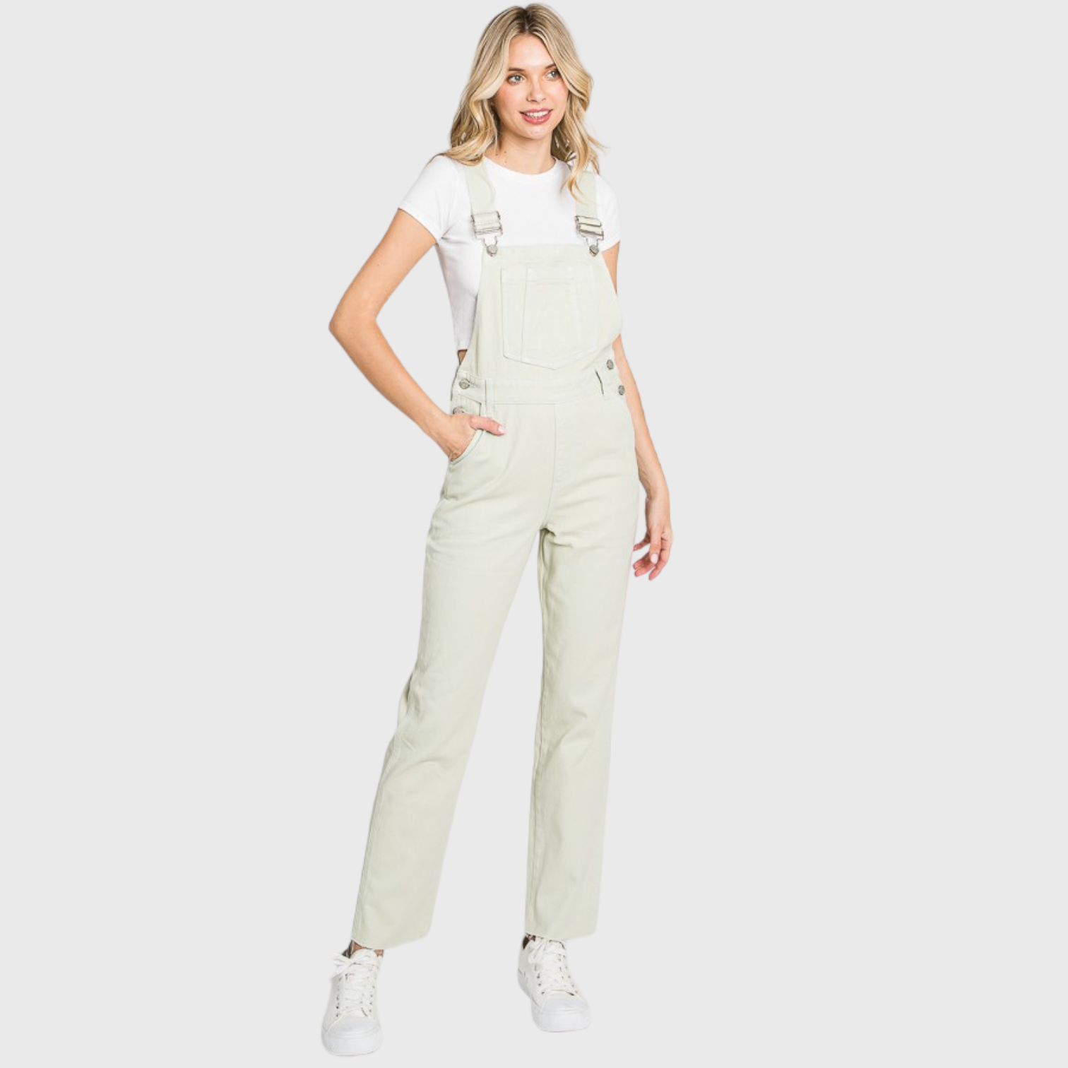 P761QXT-OLV [PRE-PACK] LT-OLIVE STRAIGHT LEG OVERALLS