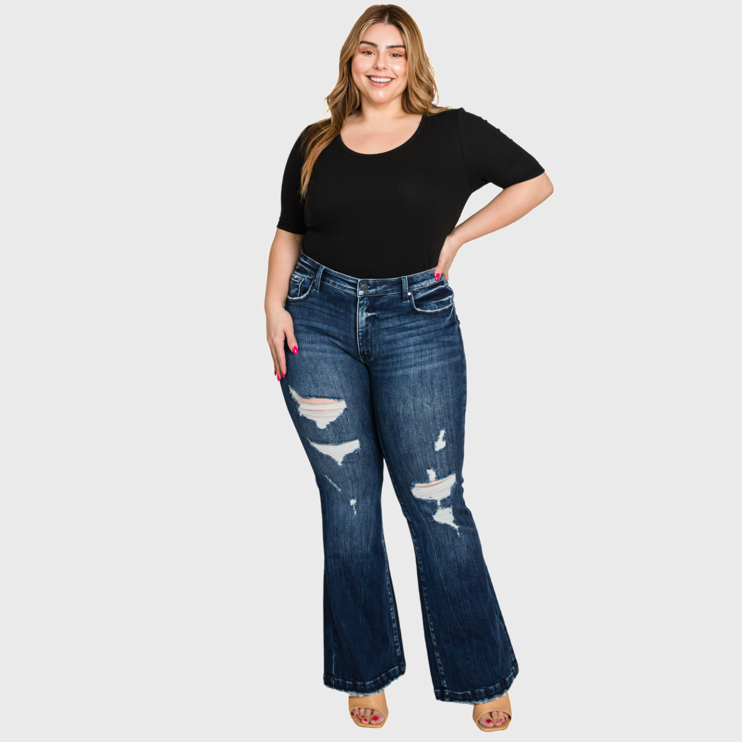 TX929MF-MD [OPEN-PACK] PLUS MID RISE STRETCH FLARE WITH TROUSER HEM JEAN